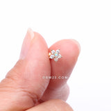 Detail View 2 of 14 Karat Gold Fire Opal Sparkle Gems Flower Cartilage Tragus Barbell-White Opal