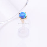 Detail View 1 of 14 Karat Gold Fire Opal Prong Set Top Bio-Flex Labret-Blue Opal
