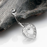 Detail View 2 of 14 Karat White Gold Charming Heart Sparkle Belly Button Ring-Clear Gem
