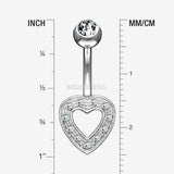 Detail View 1 of 14 Karat White Gold Charming Heart Sparkle Belly Button Ring-Clear Gem