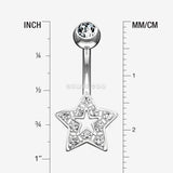 Detail View 1 of 14 Karat White Gold Charming Star Sparkle Belly Button Ring-Clear Gem