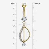 Detail View 1 of 14 Karat Gold Journey Sparkle Curvature Dangle Belly Button Ring-Clear Gem