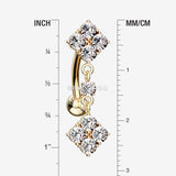 Detail View 1 of 14 Karat Gold Sparkle Princess Dangle Top Down Reverse Belly Button Ring-Clear Gem