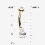 Detail View 1 of 14 Karat Gold Prong Set Teardrop Gem Belly Button Ring-Clear Gem