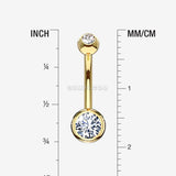 Detail View 1 of 14 Karat Gold Double Gem Ball Sparkle Basic Belly Button Ring-Clear Gem