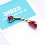 Detail View 3 of 14 Karat Gold Dainty Brilliant Teardrop Sparkle Belly Button Ring-Red