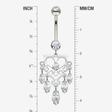 Detail View 1 of 14 Karat White Gold Royal Chandelier Marquise Sparkle Belly Button Ring-Clear Gem