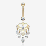 14 Karat Gold Royal Chandelier Marquise Sparkle Belly Button Ring