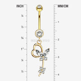 Detail View 1 of 14 Karat Gold Heart Loop Butterfly Marquise Sparkle Belly Button Ring-Clear Gem