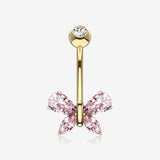 14 Karat Gold Marquise Sparkle Butterfly Belly Button Ring