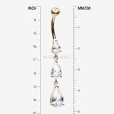 Detail View 1 of 14 Karat Gold Sparkle Cascade Teardrop Belly Button Ring-Clear Gem