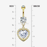 Detail View 1 of 14 Karat Gold Brilliant Heart Solitaire Sparkle Loop Belly Button Ring-Clear Gem