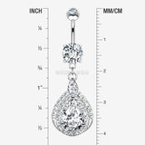 Detail View 1 of 14 Karat White Gold Triple Tiered Magnificent Sparkles Teardrop Belly Button Ring-Clear Gem