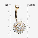 Detail View 1 of 14 Karat Gold Grand Sparkle Prong Set Flower Belly Button Ring-Clear Gem