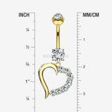 Detail View 1 of 14 Karat Gold Journey Sparkle Heart Dangle Belly Button Ring-Clear Gem