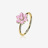 14 Karat Gold Brilliant Sparkle Spring Flower Bendable Hoop Ring