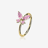 14 Karat Gold Brilliant Sparkle Dainty Butterfly Bendable Hoop Ring