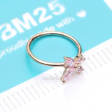Detail View 4 of 14 Karat Gold Brilliant Sparkle Dainty Butterfly Bendable Hoop Ring-Pink