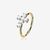 14 Karat Gold Brilliant Fire Opal Cross Bendable Hoop Ring