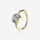 14 Karat Gold Bezel Set Sparkle Gem Bendable Hoop Ring