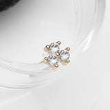 Detail View 1 of 14 Karat Gold Trinity Sparkles Prong Set Nose Stud Ring-Clear Gem