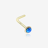 14 Karat Gold Fire Opal Bezel Set L-Shaped Nose Ring*