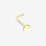 14 Karat Gold Round Disc Top L-Shaped Nose Ring