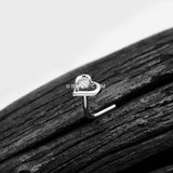 Detail View 1 of 14 Karat White Gold Hollow Heart Sparkle L-Shaped Nose Ring-Clear Gem