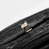 Detail View 1 of 14 Karat Gold Adorable Baby Foot Sparkle L-Shaped Nose Ring-Clear Gem