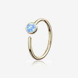 14 Karat Gold Bezel Set Fire Opal Bendable Hoop Ring