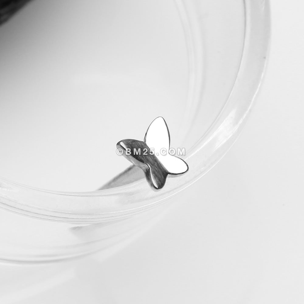 Detail View 1 of 14 Karat White Gold Butterfly Nose Stud Ring