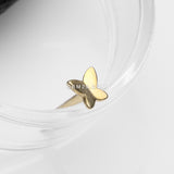 Detail View 1 of 14 Karat Gold Butterfly Nose Stud Ring