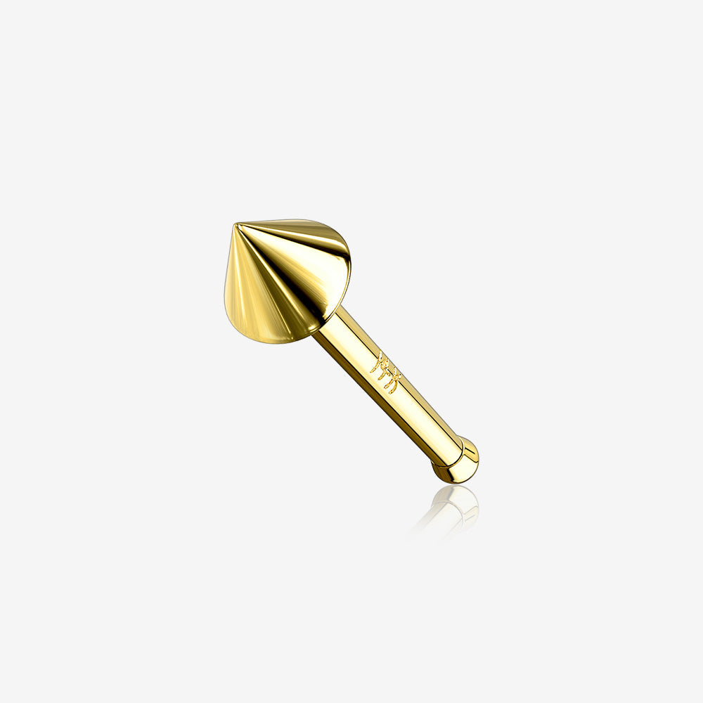14 Karat Gold Solid Spike Top Nose Stud Ring