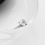 Detail View 1 of 14 Karat White Gold Prong Set Square Gem Nose Stud Ring-Clear Gem