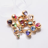 Detail View 1 of 10 Pcs of Golden Assorted Color Gem Ball Steel Belly Button Ring Package