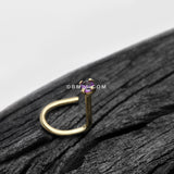 Detail View 1 of 14 Karat Gold Prong Set Gem Sparkle Nose Screw Ring-Purple