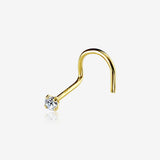 14 Karat Gold Prong Set Gem Sparkle Nose Screw Ring