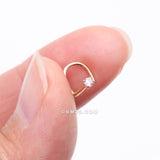 Detail View 2 of 14 Karat Gold Prong Set Gem Sparkle Nose Screw Ring-Pink