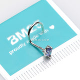 Detail View 2 of 14 Karat White Gold Heart Prong Set Gem Sparkle Nose Screw Ring-Tanzanite