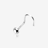 14 Karat White Gold Solid Dome Top Nose Screw Ring