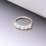 Detail View 1 of 14 Karat White Gold Multi Fire Opal Crown Prong Set Bendable Hoop Ring-White Opal