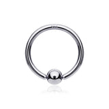 14 Karat White Gold Ball End CBR Style Bendable Hoop Ring