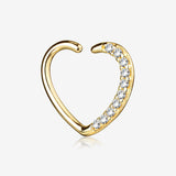 14 Karat Gold Journey Sparkles Heart Bendable Hoop Ring-Clear Gem