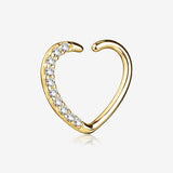 14 Karat Gold Journey Sparkles Heart Bendable Hoop Ring for Right Ear