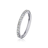 14 Karat White Gold Brilliant Sparkle Gems Lined Clicker Hoop Ring