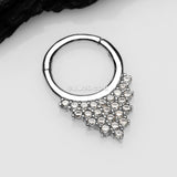Detail View 1 of 14 Karat White Gold Shimmering Sparkles Array Seamless Clicker Hoop Ring-Clear Gem