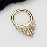 Detail View 1 of 14 Karat Gold Shimmering Sparkles Array Seamless Clicker Hoop Ring-Clear Gem