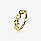 14 Karat Gold Infinity Weaved Loop Seamless Clicker Hoop Ring