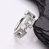 Detail View 1 of 14 Karat White Gold Square Chain Link Sparkle Design Seamless Clicker Hoop Ring-Clear Gem