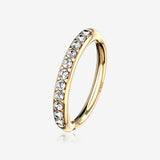 14 Karat Gold Brilliant Sparkle Lined Multi-Gem Bendable Hoop Ring-Clear Gem